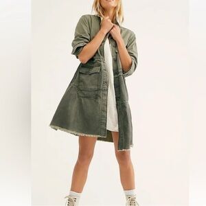 Free People We The Free Forever Free Tiered Jacket size xs army green